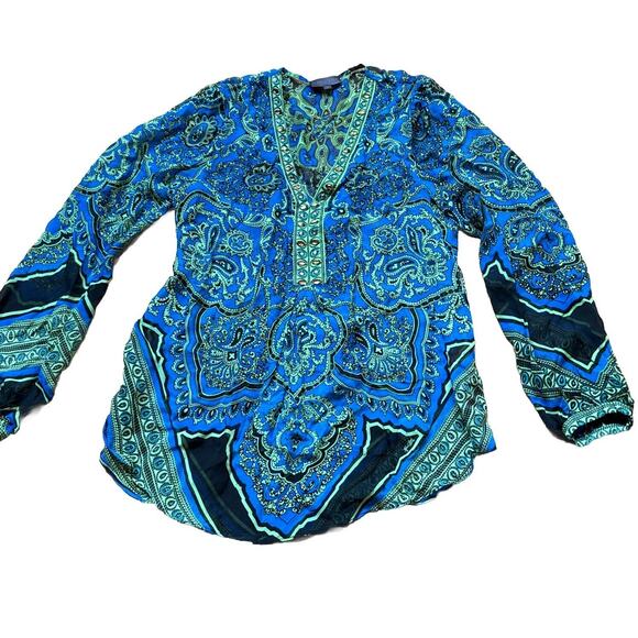 Hale Bob Cabana Cover Up Tunic Beaded Size Small Semi Sheer - Picture 4 of 10